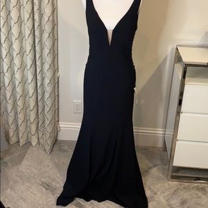 Xscape evening gown black with shear center front